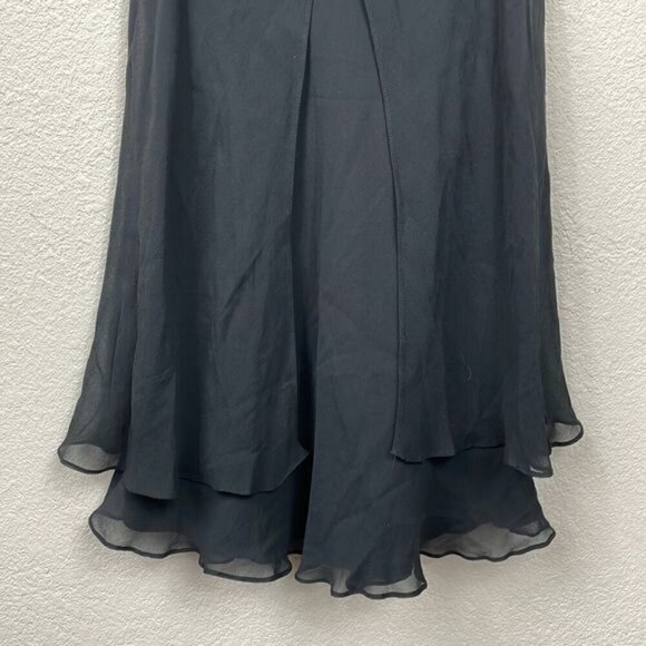 Donna Ricco Black Silk Lace Tiered Dress Chiffon Babydoll LBD Sz 4 - Picture 4 of 12